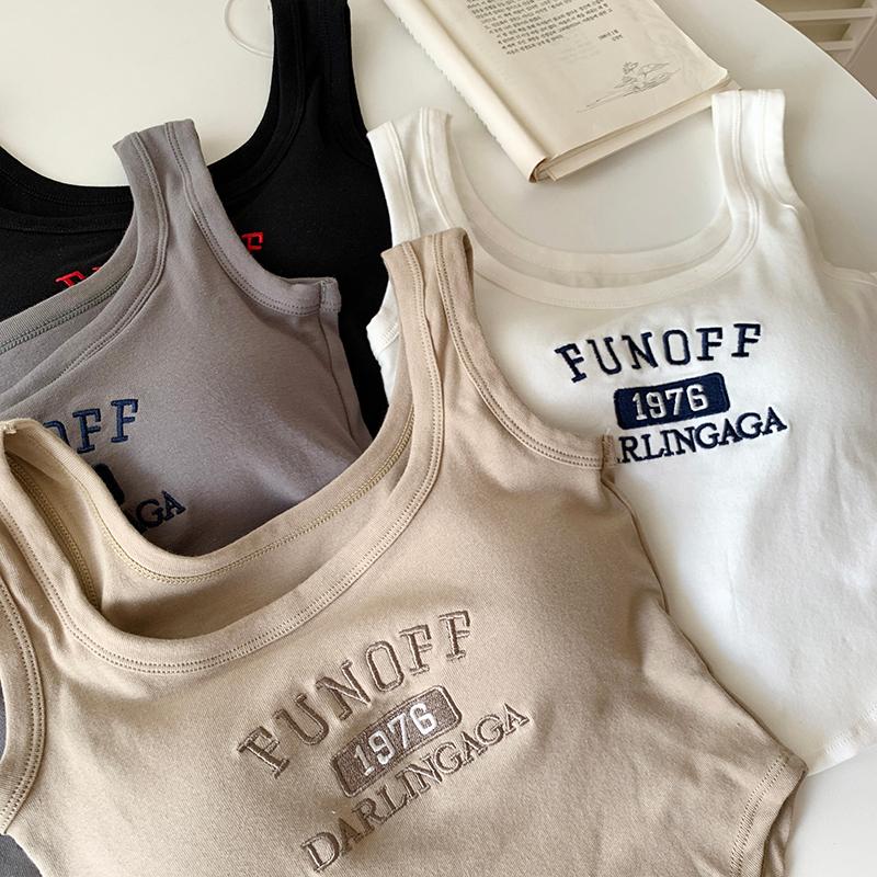 包色優惠🔖  不用穿內衣！顯瘦不跑杯💝  甜辣風字母刺繡bra背心（4色）內衣 小可愛 女裝 運動背心 顯瘦 特價 舒適-細節圖3