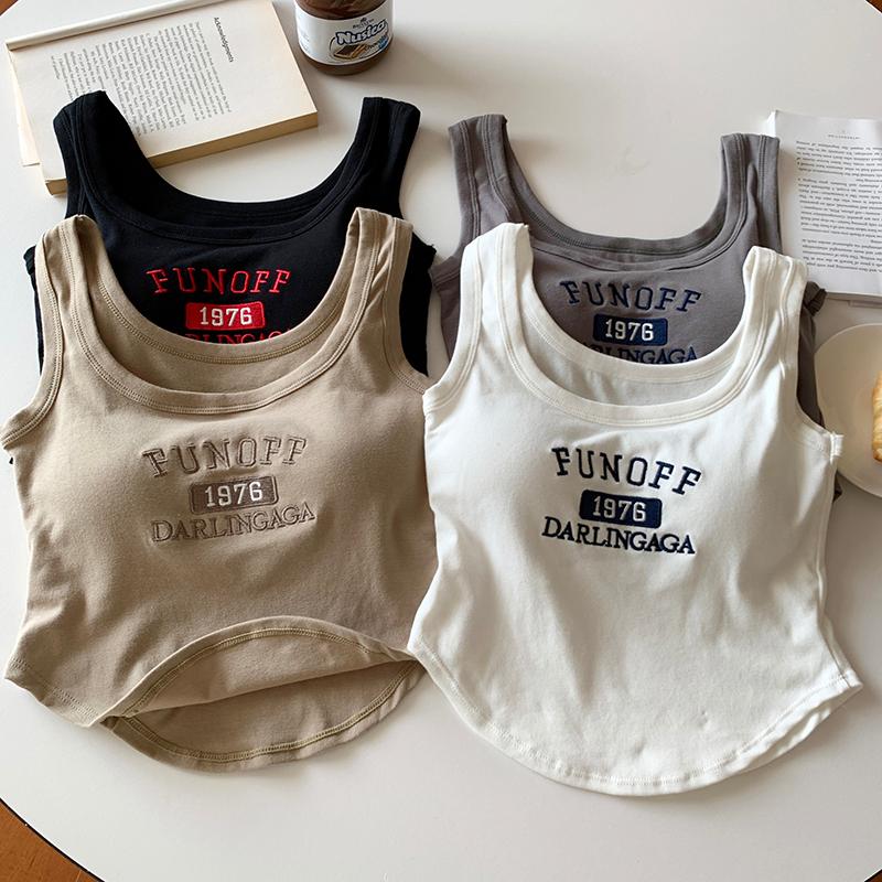 包色優惠🔖  不用穿內衣！顯瘦不跑杯💝  甜辣風字母刺繡bra背心（4色）內衣 小可愛 女裝 運動背心 顯瘦 特價 舒適-細節圖7