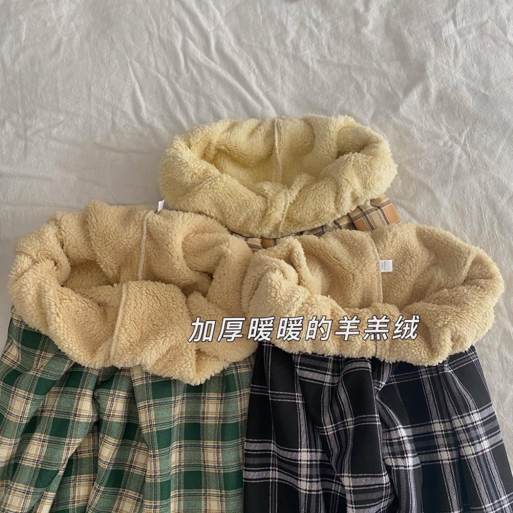 激推❗️ 整件刷毛超級暖🔥 冬天來一件保暖加厚格子褲（6色）腰圍鬆緊👍🏻 羊羔絨 刷毛褲 直筒褲 女裝 韓系 休閒褲-細節圖2