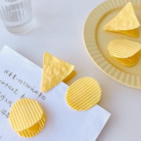 一組五入🥔  超Q洋芋片夾子（圓形&三角形）聖誕禮物🎁 搞怪食物夾子-細節圖5