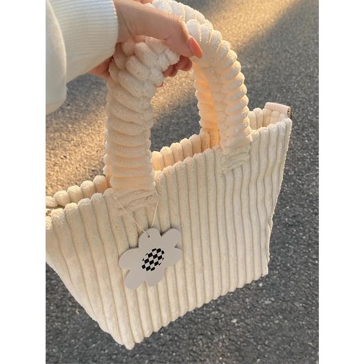 超美克萊因藍💙  手提&斜背🥨  軟呼呼燈芯絨小包（2色）小包 斜背包 手提包 皮革包 大包 韓版 特價-細節圖3