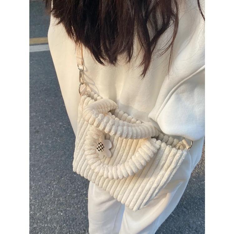 超美克萊因藍💙  手提&斜背🥨  軟呼呼燈芯絨小包（2色）小包 斜背包 手提包 皮革包 大包 韓版 特價-細節圖5