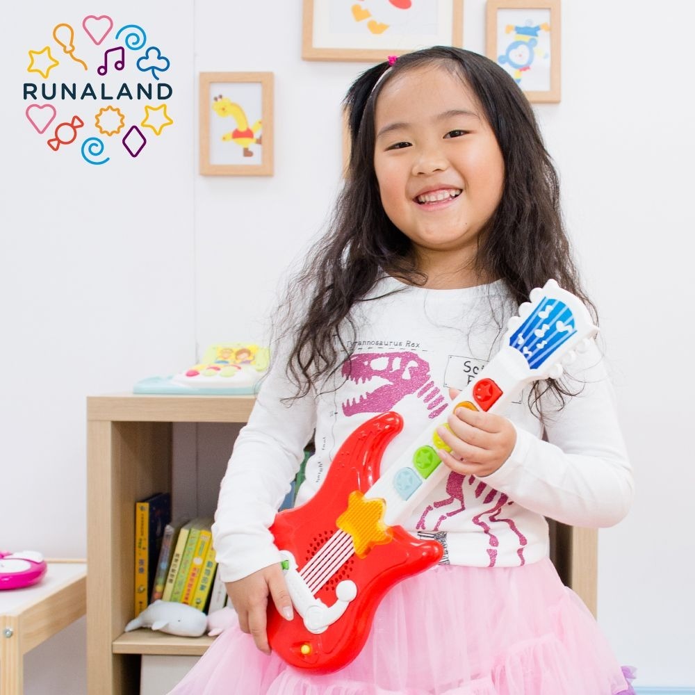 RUNALAND-炫光和弦吉他 附知育遊戲書 安撫玩具 啟發音感 認知學習 兒童吉他-細節圖2