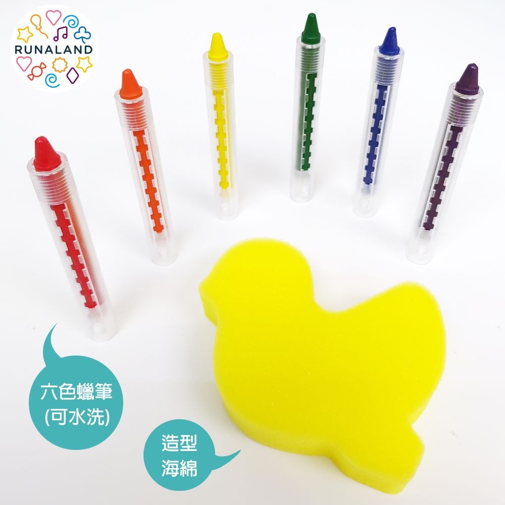 RUNALAND-創意彩繪不倒蛋組（不倒蛋+6色水洗無毒蠟筆+海綿擦） 兒童彩繪 認知玩具 好清洗不弄髒-細節圖2