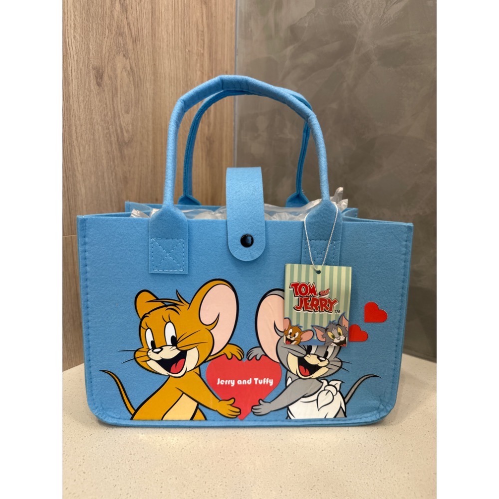 《正版》湯姆貓傑利鼠 三麗鷗 KT 酷洛米 人魚漢頓 彩虹熊  Care Bears 大耳狗 毛氈布補習袋 手提袋-規格圖3