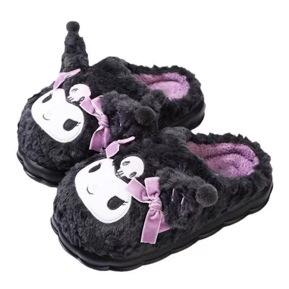 庫洛米棉拖鞋 酷洛米女室內居家拖鞋 可愛保暖防滑毛絨 冬季棉鞋 可外穿 棉鞋 棉拖鞋 保暖拖鞋 室內拖鞋-細節圖2