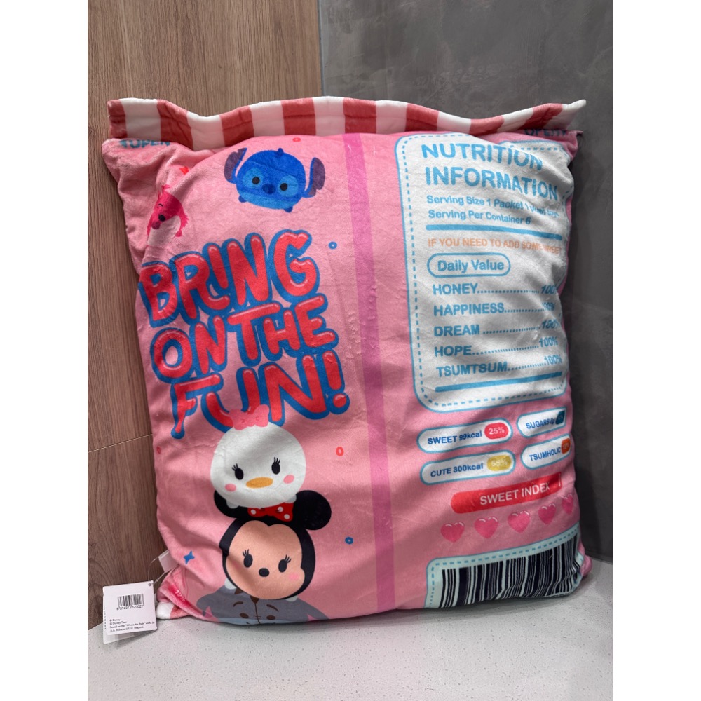 《雷標正版》迪士尼TsumTsum 松松造型 枕絨毛包裝袋 糖果包 痛包 Disney娃娃包 抱枕 枕頭 靠墊 睡覺枕-細節圖2