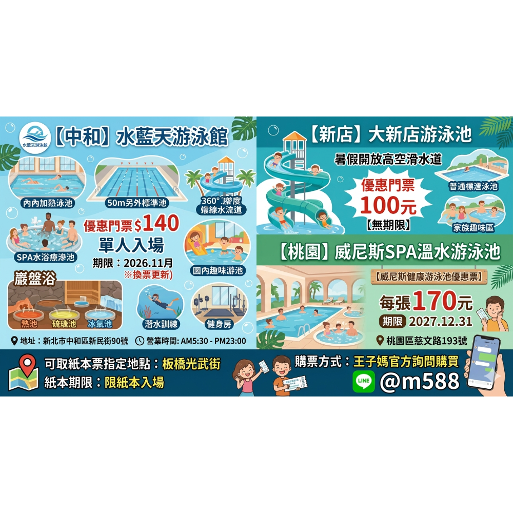 新北｜樂飛翔親子運動樂園｜大新店游泳池｜水藍天｜鑫北一🍭桃園威尼斯溫水游泳池 📍王子媽親子票💕:@m588.-規格圖11