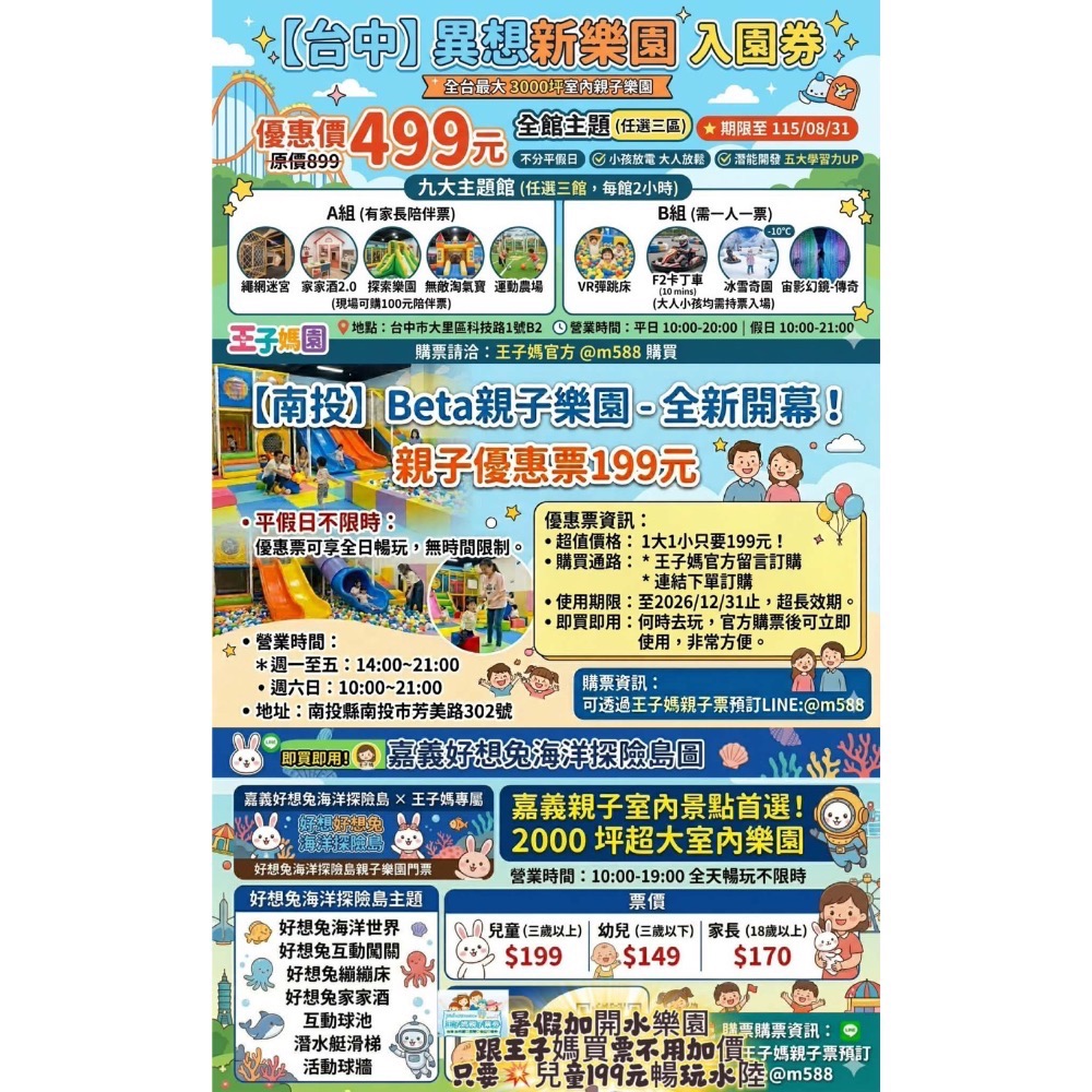 現票供應【嘉義】豪華影城3F【酷玩特區】親子全日暢玩新開幕▪️ 嘉義好想兔海洋探險島兒童199元（含水樂園）搭贈-規格圖5