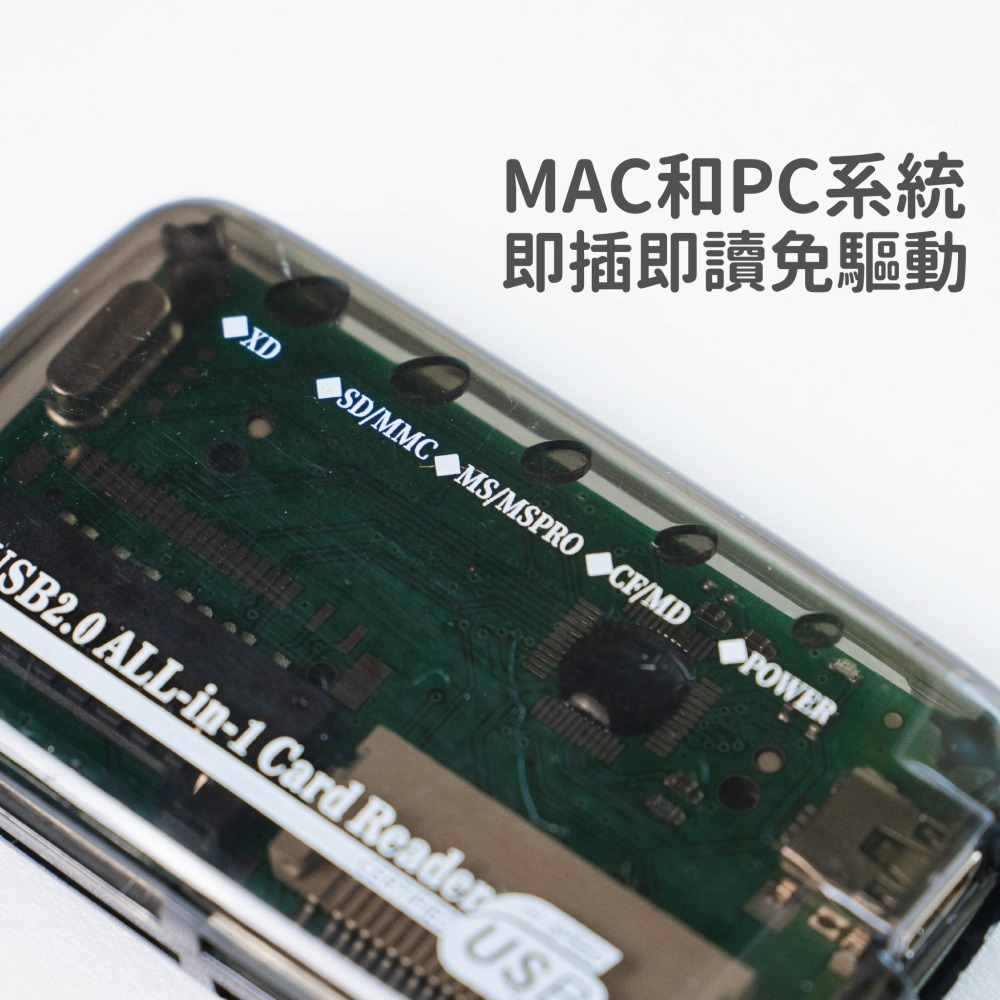 [鉄琢]極簡透明多合一讀卡器 USB讀卡器 all in one USB讀卡器 SD卡 MS長棒適用-細節圖2