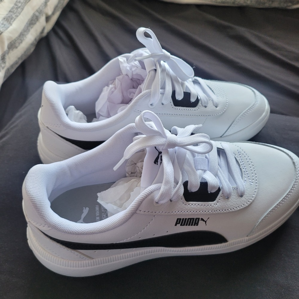 PUMA 休閒鞋38 Roma Feminine Wns 女鞋 白 黑 復古 微厚底 小白鞋-細節圖6