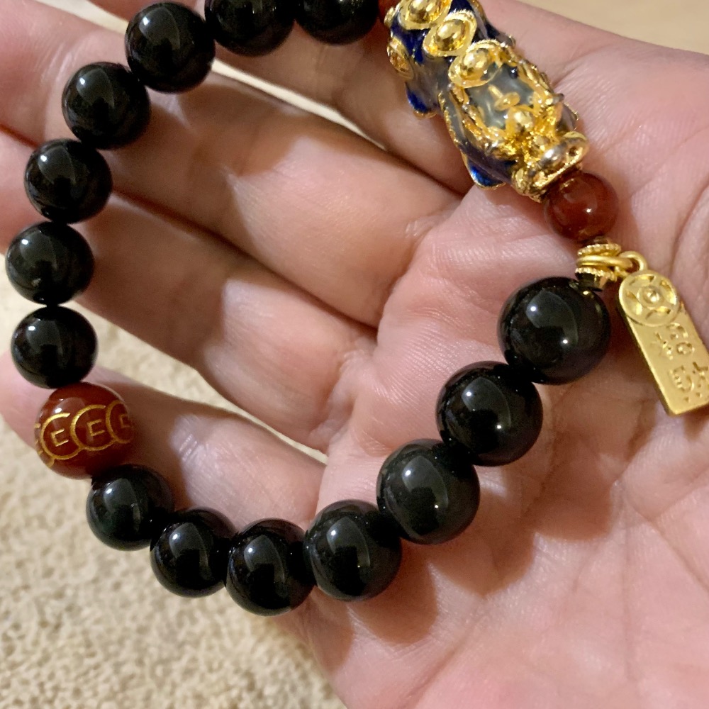 招財貔貅黑曜石10咪手珠-細節圖2
