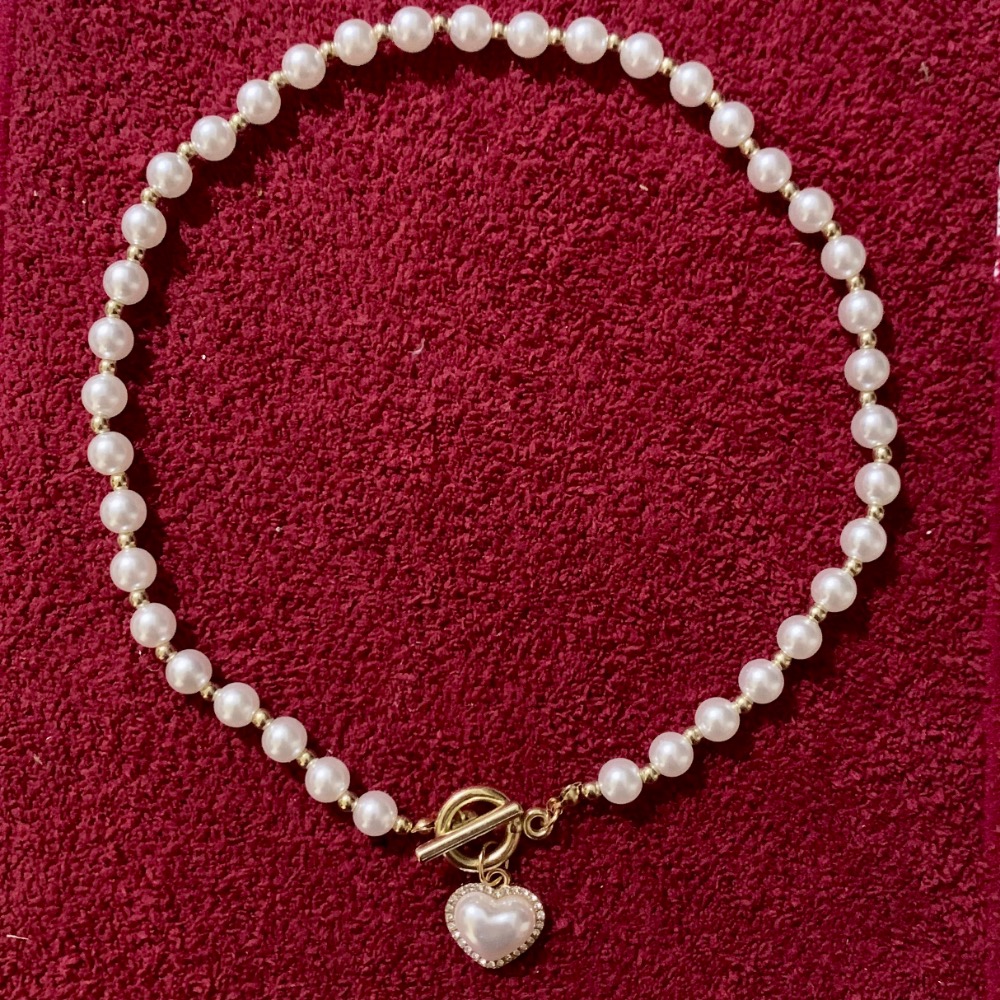 珍珠愛心項鍊-細節圖2