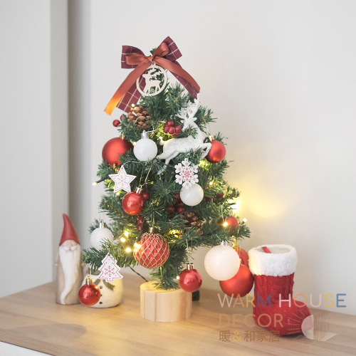 【暖&amp;和家居】台灣現貨 桌上型聖誕樹 紅色格紋聖誕樹 聖誕節裝飾 聖誕桌面裝飾 發光聖誕樹 迷你聖誕樹 桌上型聖誕樹
