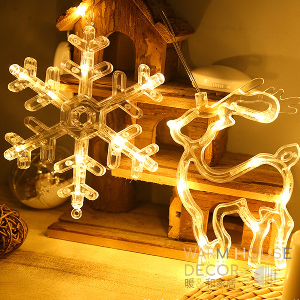 【現貨供應】Warm House 聖誕節氣氛燈飾 LED燈吸盤窗邊裝飾燈 聖誕節 燈飾 燈串 聖誕佈置 窗簾燈 櫥窗吊燈-細節圖2