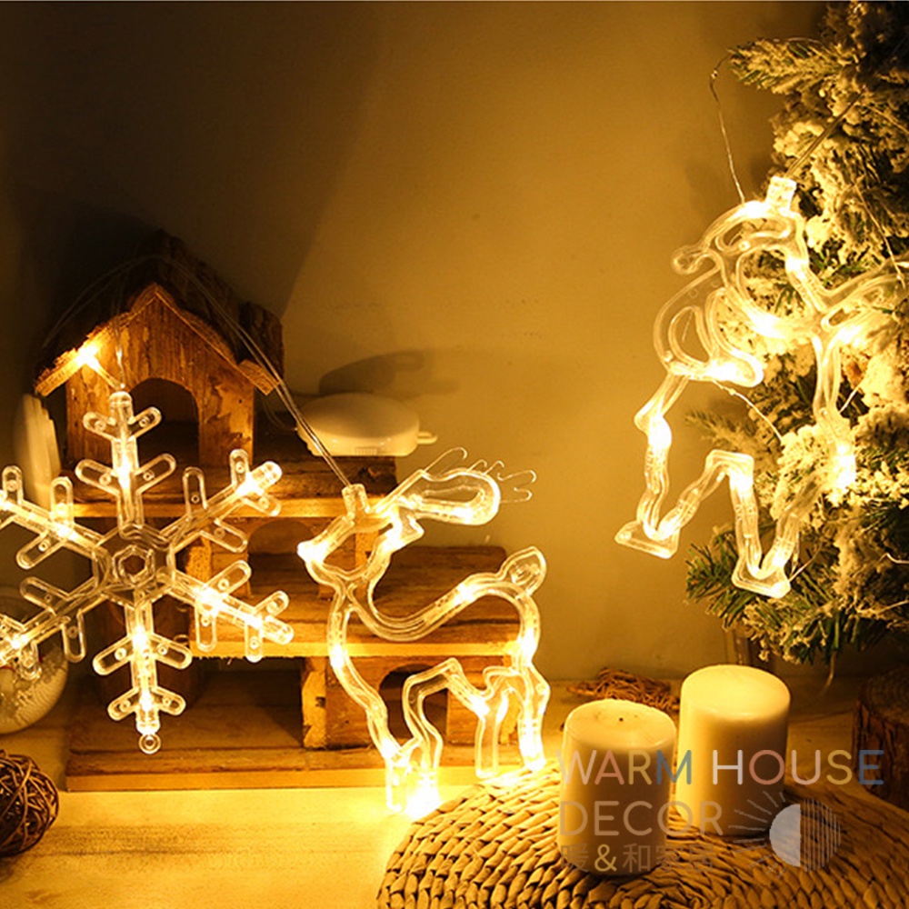 【現貨供應】Warm House 聖誕節氣氛燈飾 LED燈吸盤窗邊裝飾燈 聖誕節 燈飾 燈串 聖誕佈置 窗簾燈 櫥窗吊燈-細節圖4
