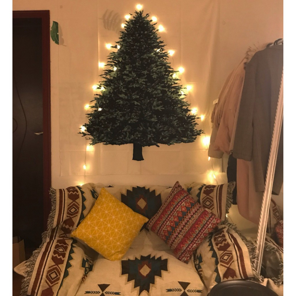 【台灣現貨】Warm House 聖誕佈置 聖誕松樹掛布 聖誕掛布 發光聖誕掛布背景 聖誕裝飾 佈置-細節圖4