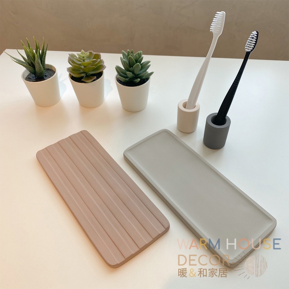 【台灣現貨】Warm House 北歐硅藻土收納盤 肥皂盤 浴室收納托盤 浴室擺放托盤 牙刷架 吸水托盤 洗手台收納架-細節圖2