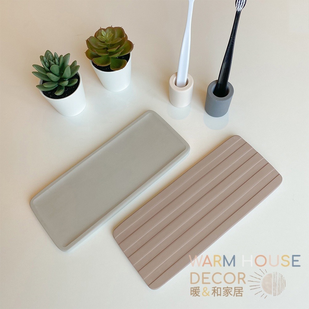 【台灣現貨】Warm House 北歐硅藻土收納盤 肥皂盤 浴室收納托盤 浴室擺放托盤 牙刷架 吸水托盤 洗手台收納架-細節圖3