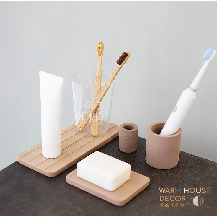 【台灣現貨】Warm House 北歐硅藻土收納盤 肥皂盤 浴室收納托盤 浴室擺放托盤 牙刷架 吸水托盤 洗手台收納架-細節圖4