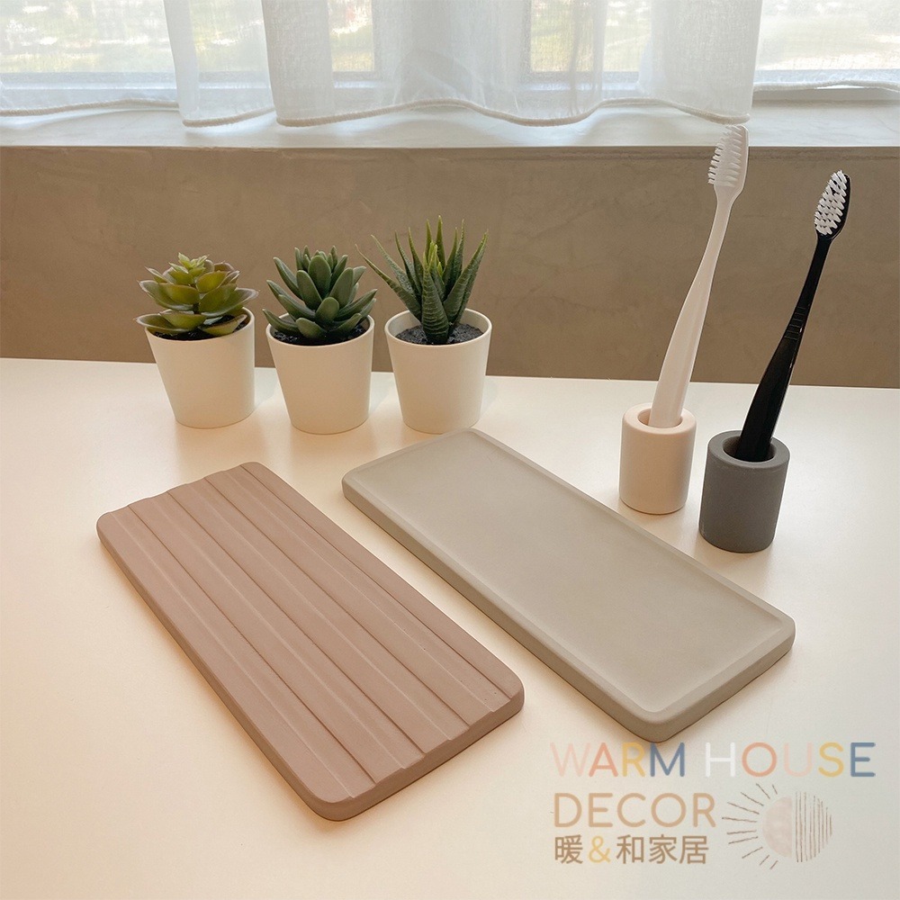 【台灣現貨】Warm House 北歐硅藻土收納盤 肥皂盤 浴室收納托盤 浴室擺放托盤 牙刷架 吸水托盤 洗手台收納架-細節圖8