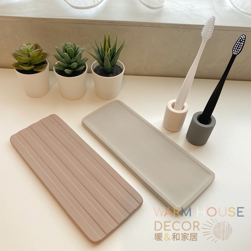 【台灣現貨】Warm House 北歐硅藻土收納盤 肥皂盤 浴室收納托盤 浴室擺放托盤 牙刷架 吸水托盤 洗手台收納架-細節圖9