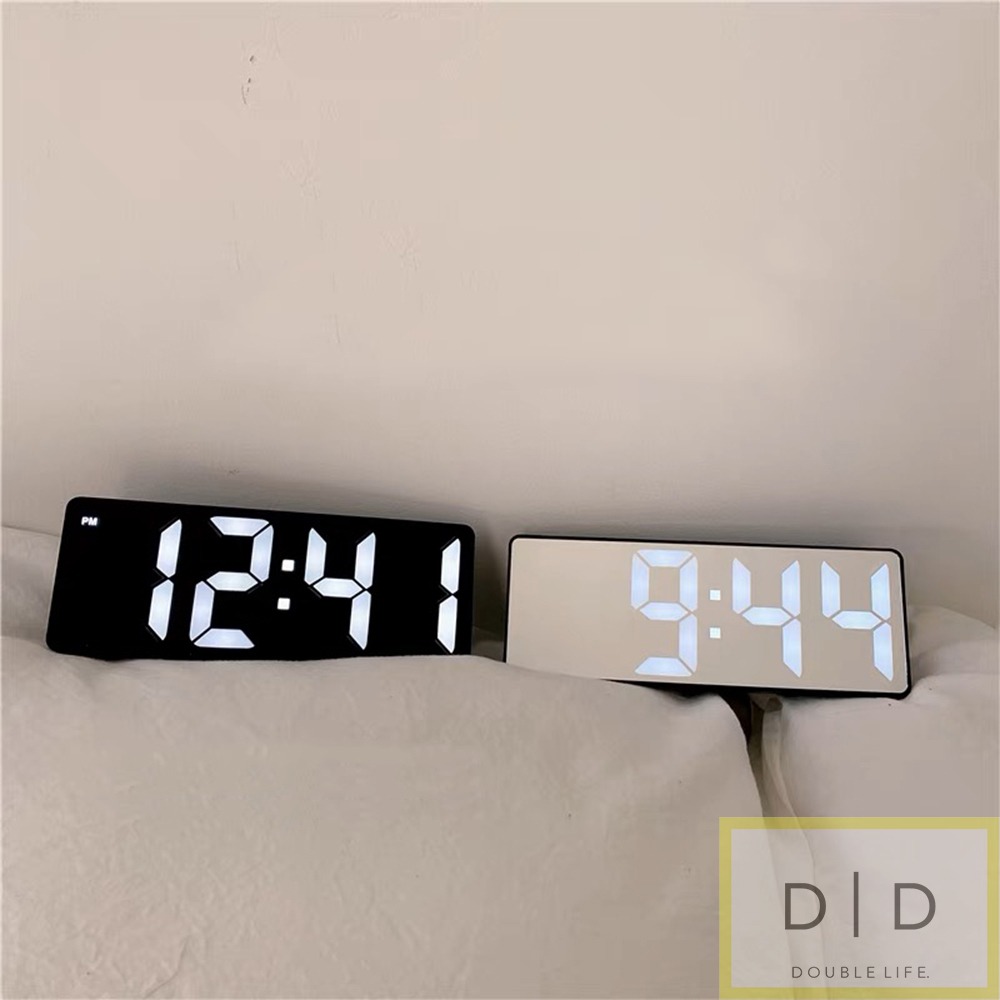 【暖&和家居】台灣現貨 夜光鏡面鬧鐘 居家鬧鐘時鐘 宿舍電子鐘 LED電子鐘 數字時鐘 桌面時鐘 居家裝飾 鬧鐘 時鐘-細節圖3