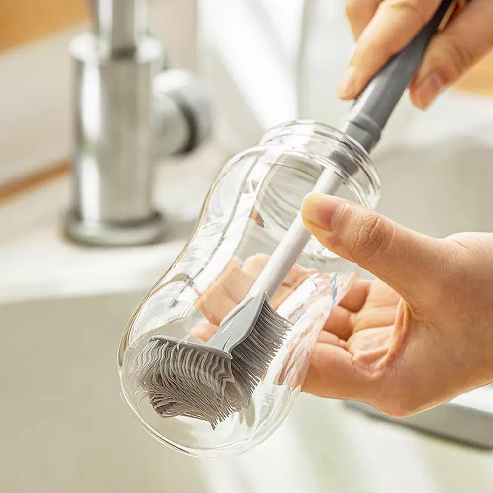 【暖&和家居】台灣現貨 矽膠奶瓶清潔刷 清潔刷 洗杯刷 刷杯神器 廚房清潔 保溫杯刷 伸縮手柄刷 刷子 清潔刷具 洗碗刷-細節圖2