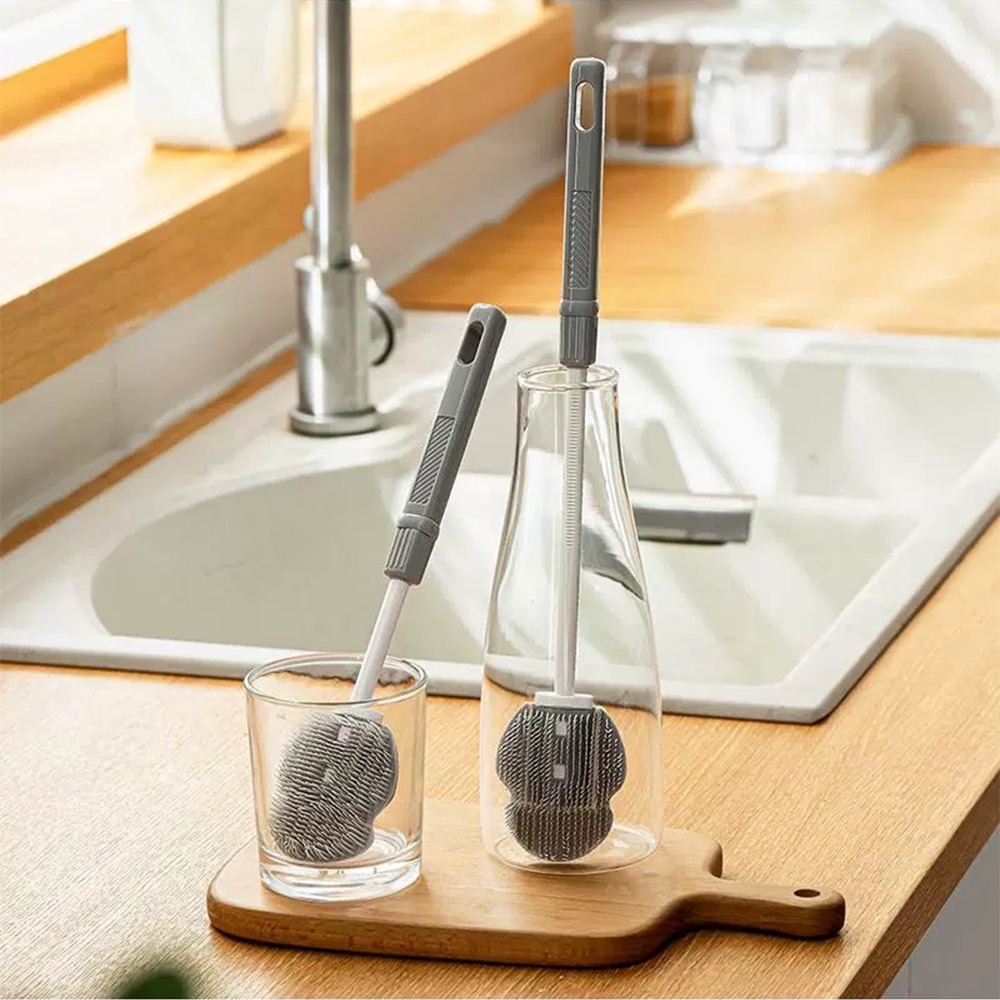 【暖&和家居】台灣現貨 矽膠奶瓶清潔刷 清潔刷 洗杯刷 刷杯神器 廚房清潔 保溫杯刷 伸縮手柄刷 刷子 清潔刷具 洗碗刷-細節圖3