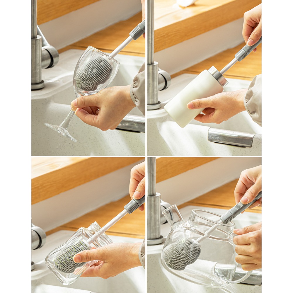 【暖&和家居】台灣現貨 矽膠奶瓶清潔刷 清潔刷 洗杯刷 刷杯神器 廚房清潔 保溫杯刷 伸縮手柄刷 刷子 清潔刷具 洗碗刷-細節圖10