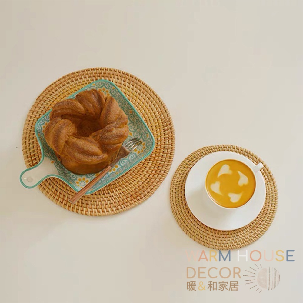 【暖&和家居】台灣現貨 杯墊 藤編隔熱餐墊 編織杯墊 隔熱墊 餐墊 圓形餐墊 鍋墊  復古藤編杯墊 鍋墊 餐墊 廚房杯墊-細節圖7