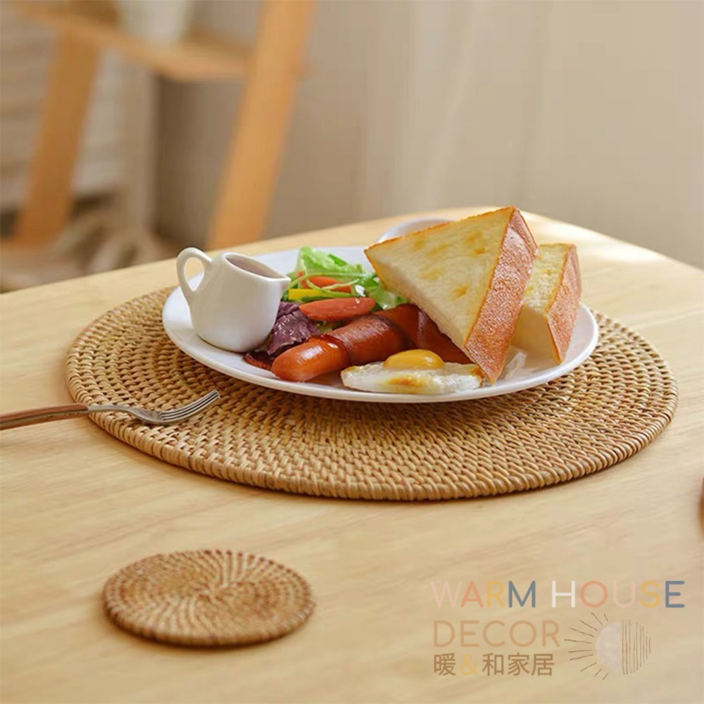 【暖&和家居】台灣現貨 杯墊 藤編隔熱餐墊 編織杯墊 隔熱墊 餐墊 圓形餐墊 鍋墊  復古藤編杯墊 鍋墊 餐墊 廚房杯墊-細節圖8