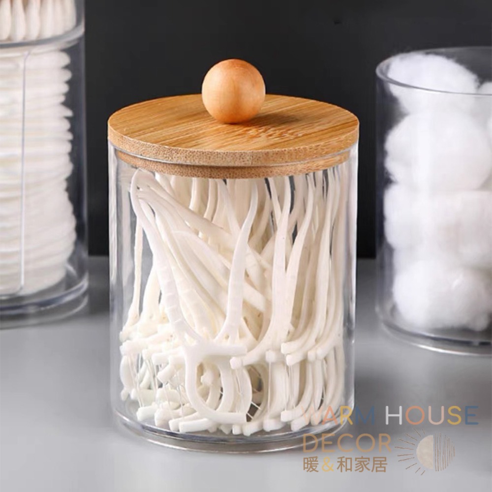 【暖&和家居】台灣現貨 棉花棒壓克力收納盒 化妝品收納盒 小物收納盒 質感圓蓋收納盒 卸妝棉盒 居家收納 桌面收納 抽屜-細節圖6