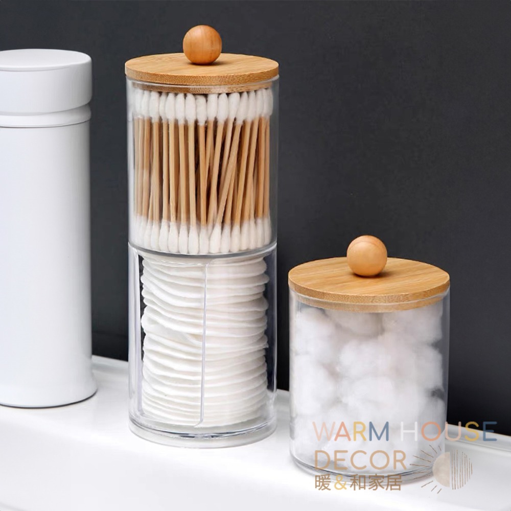【暖&和家居】台灣現貨 棉花棒壓克力收納盒 化妝品收納盒 小物收納盒 質感圓蓋收納盒 卸妝棉盒 居家收納 桌面收納 抽屜-細節圖7