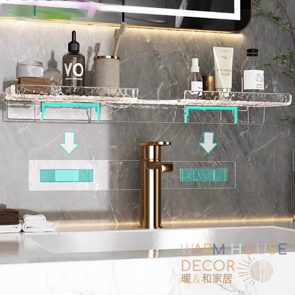 【暖&和家居】台灣現貨 浴室置物架 免打孔收納架 浴室收納架 浴室免釘牆面收納架 洗漱臺收納架 免釘 防水置物架 收納架-細節圖10