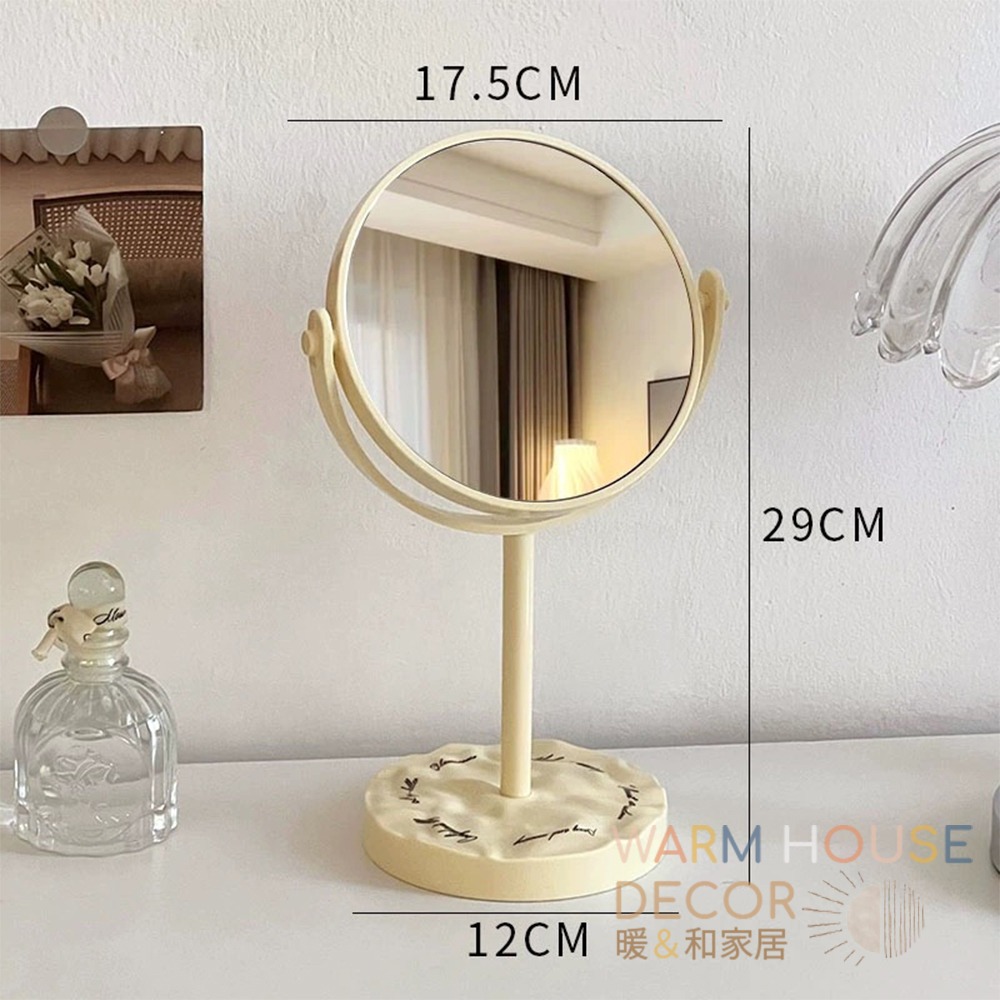【暖&和家居】台灣現貨 復古雙面桌上鏡 鏡子 化妝鏡 立鏡 桌上鏡子桌鏡 梳妝鏡 化妝鏡 桌面鏡子 翻轉鏡子-規格圖11