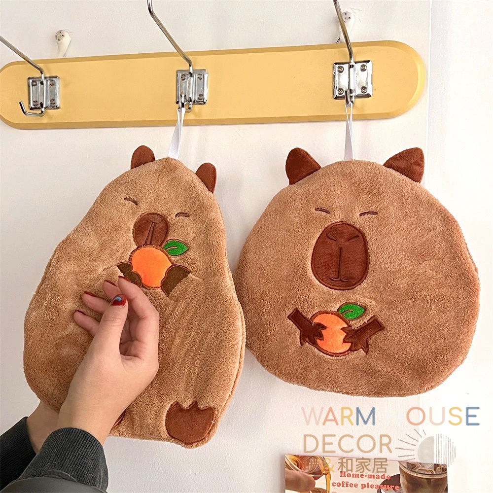 【暖&和家居】台灣現貨 卡皮巴拉擦手巾 水豚擦手巾 可愛吸水擦手巾 珊瑚絨 吸水清潔 浴室擦手巾 廚房擦手巾 吸水 毛巾-細節圖2