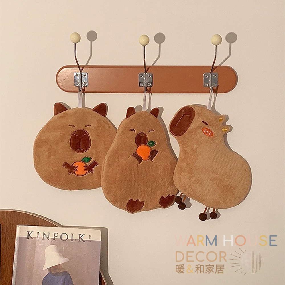 【暖&和家居】台灣現貨 卡皮巴拉擦手巾 水豚擦手巾 可愛吸水擦手巾 珊瑚絨 吸水清潔 浴室擦手巾 廚房擦手巾 吸水 毛巾-細節圖3