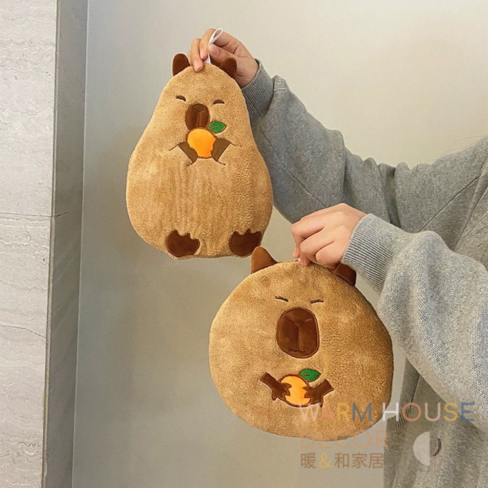 【暖&和家居】台灣現貨 卡皮巴拉擦手巾 水豚擦手巾 可愛吸水擦手巾 珊瑚絨 吸水清潔 浴室擦手巾 廚房擦手巾 吸水 毛巾-細節圖9