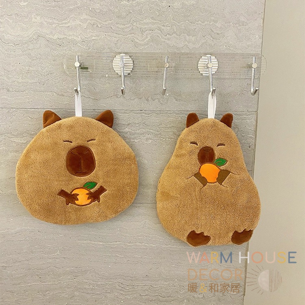 【暖&和家居】台灣現貨 卡皮巴拉擦手巾 水豚擦手巾 可愛吸水擦手巾 珊瑚絨 吸水清潔 浴室擦手巾 廚房擦手巾 吸水 毛巾-細節圖11