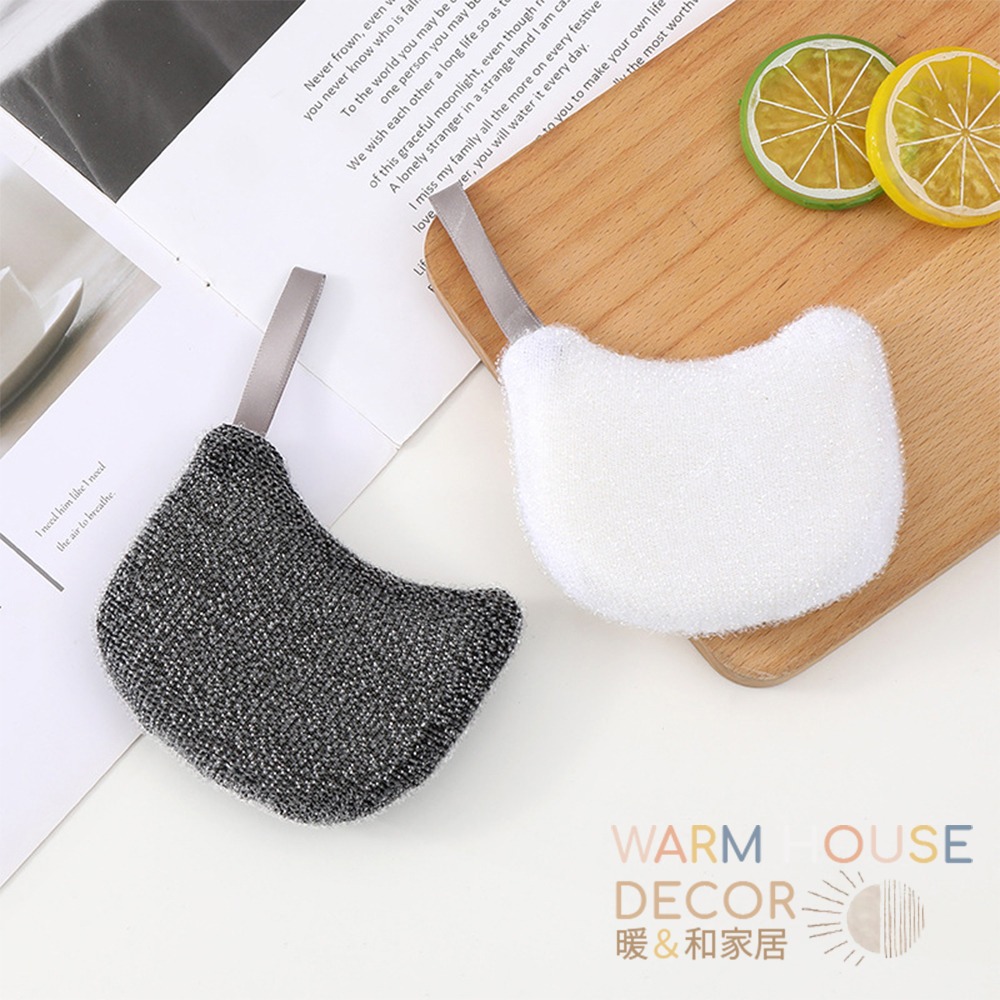 【暖&和家居】台灣現貨 小貓咪不沾油洗碗海綿 廚房清潔 洗碗菜瓜布 洗手台清潔 廚房洗碗刷 不沾油洗碗巾 刷碗海綿 洗碗-細節圖3