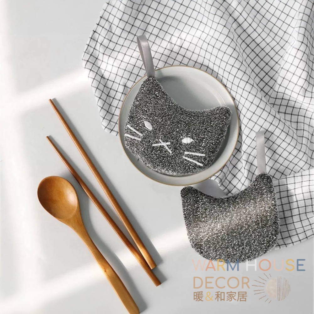 【暖&和家居】台灣現貨 小貓咪不沾油洗碗海綿 廚房清潔 洗碗菜瓜布 洗手台清潔 廚房洗碗刷 不沾油洗碗巾 刷碗海綿 洗碗-細節圖9