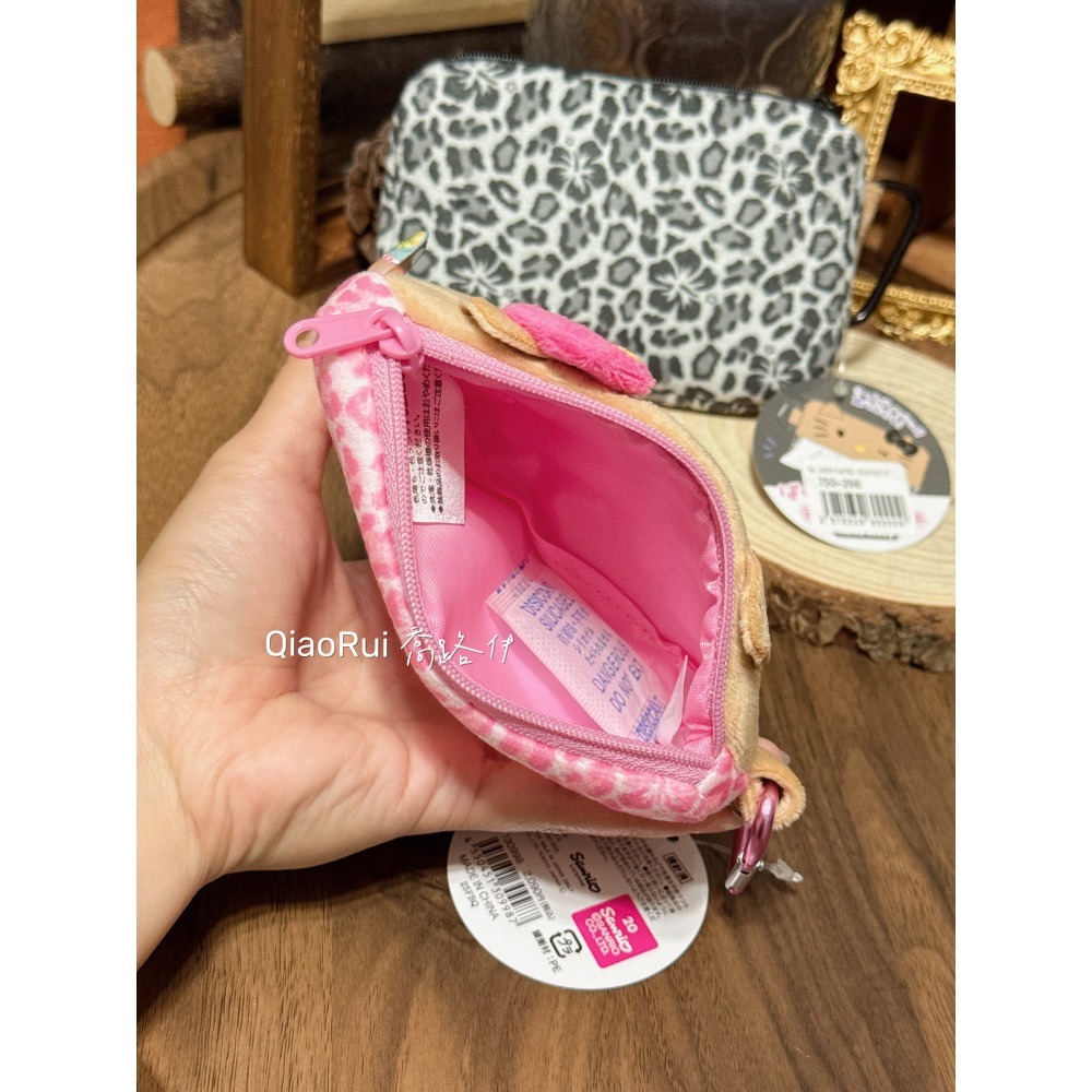現貨 日本 sanrio 三麗鷗 豹紋 日燒 曬黑 黑皮 kitty 扣環 拉鍊 收納包 零錢包-細節圖3