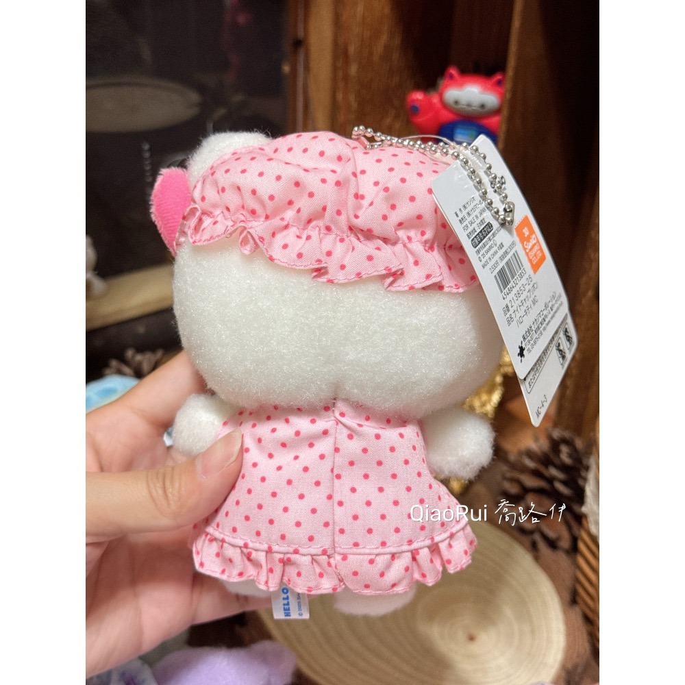 現貨 日本 Sanrio 三麗鷗 點點 絲帶睡帽 睡衣 娃娃吊飾 kitty 美樂蒂 庫洛米 大耳狗 漢頓-細節圖3