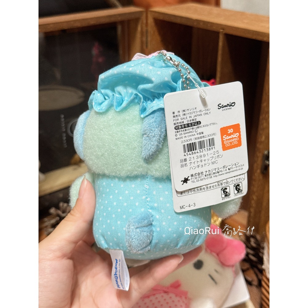 現貨 日本 Sanrio 三麗鷗 點點 絲帶睡帽 睡衣 娃娃吊飾 kitty 美樂蒂 庫洛米 大耳狗 漢頓-細節圖4