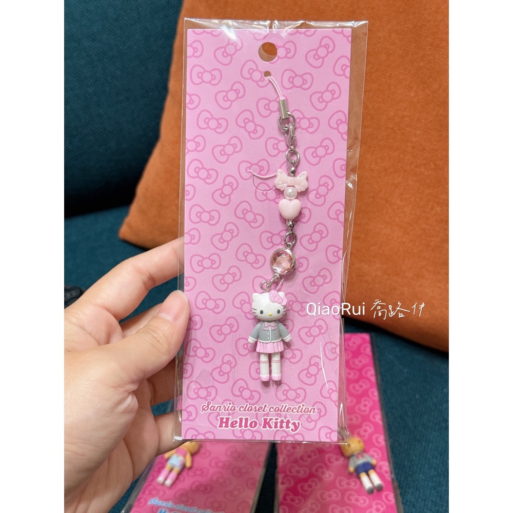 現貨 日本 sanrio 三麗鷗 closet collection 長腿kitty 手機吊飾 黑皮 109 制服-規格圖2