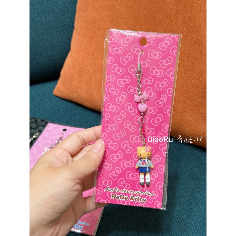 現貨 日本 sanrio 三麗鷗 closet collection 長腿kitty 手機吊飾 黑皮 109 制服-規格圖2