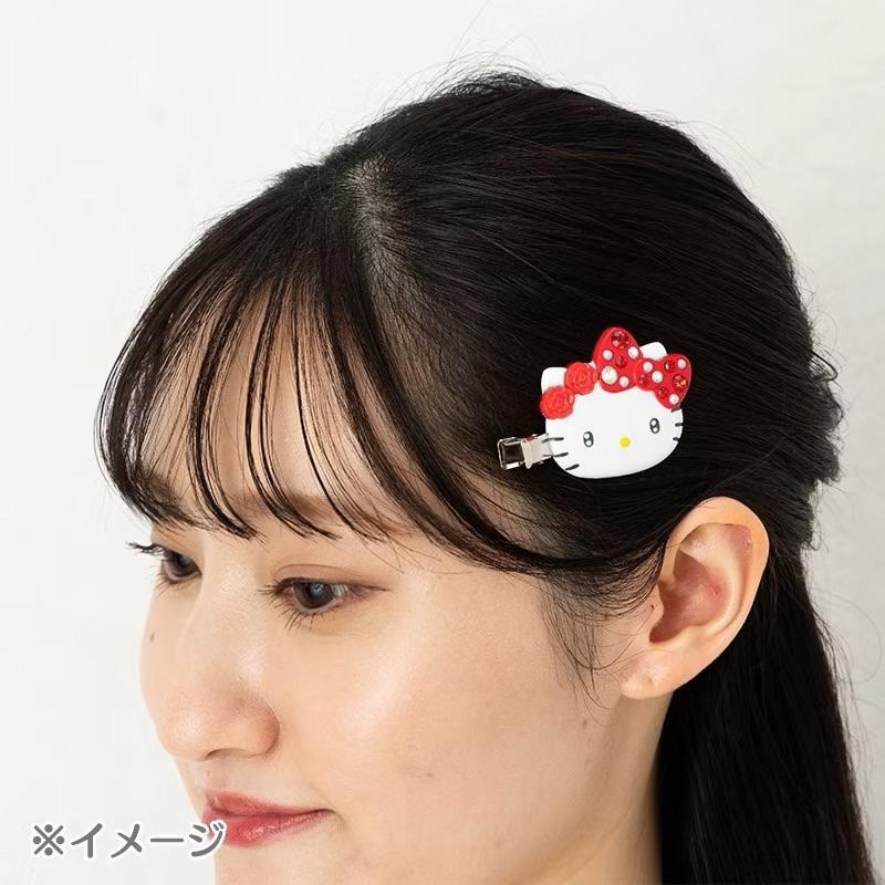 現貨 日本 三麗鷗 Santio 髮夾 瀏海夾 水鑽髮夾 閃亮 kitty 庫洛米 美樂蒂 大耳狗-細節圖8