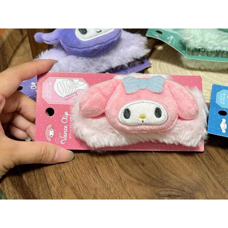 現貨 日本 Sanrio 三麗鷗 絨毛 造型髮夾 鯊魚夾 大抓夾 美樂蒂 漢頓 庫洛米 大耳狗-細節圖2