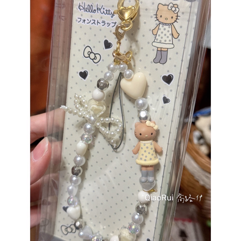 現貨 日本 三麗鷗 Sanrio 長腿kitty 串珠 手機吊飾 掛鏈 黑皮 曬黑-細節圖2